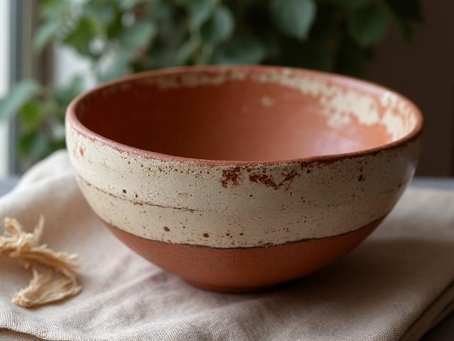 Bol rustique en céramique aux teintes terreuses